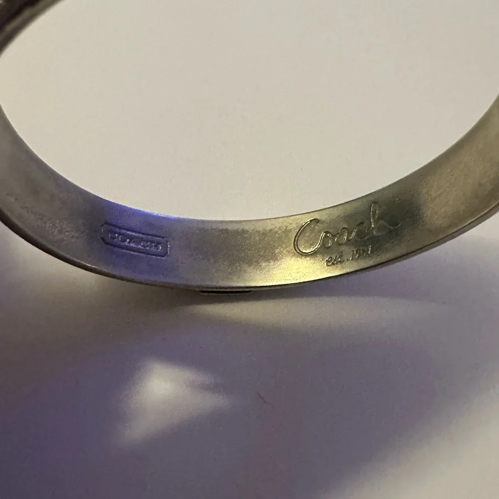 Coach Monogram Signature C Silver Tone Bangle‎ Bracelet